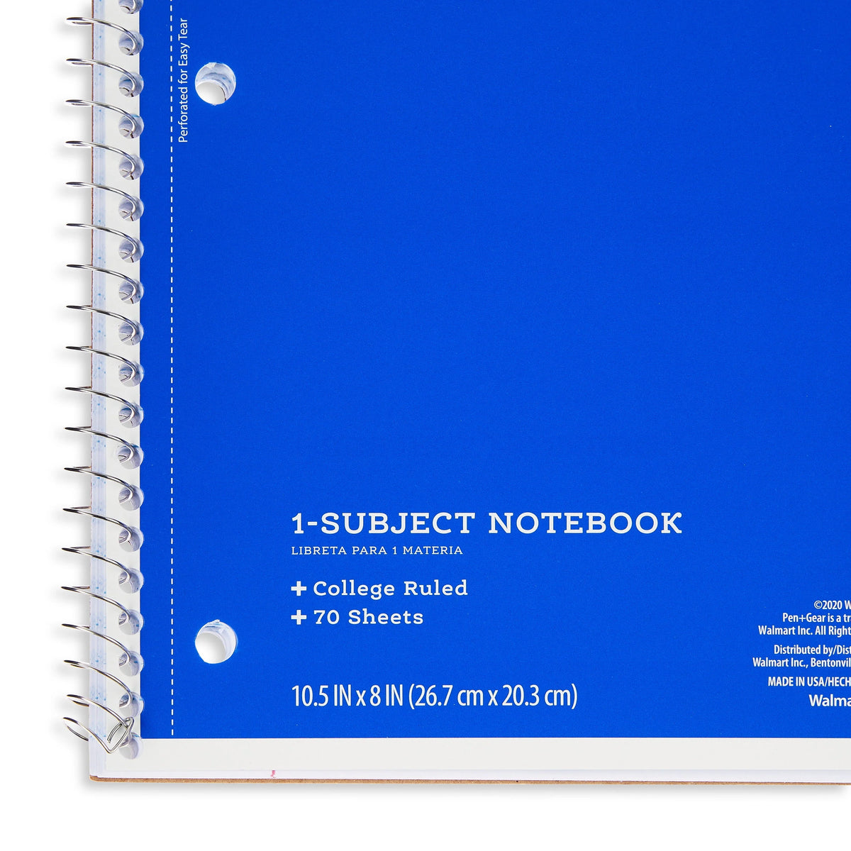 1-Subject College Ruled Notebook, Blue, 70 Sheets N6653