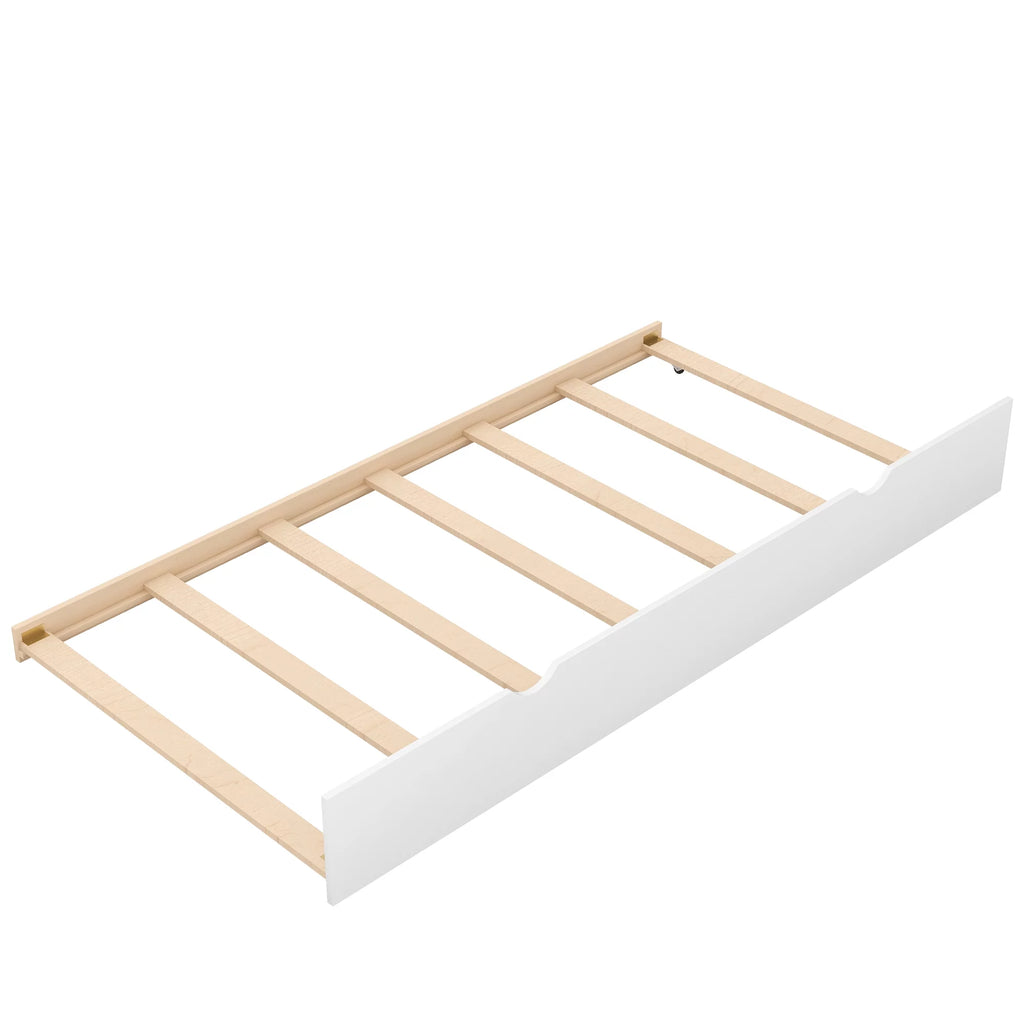 White Solid Wood Twin Over Twin Extendable Bunk Beds with Trundle L587