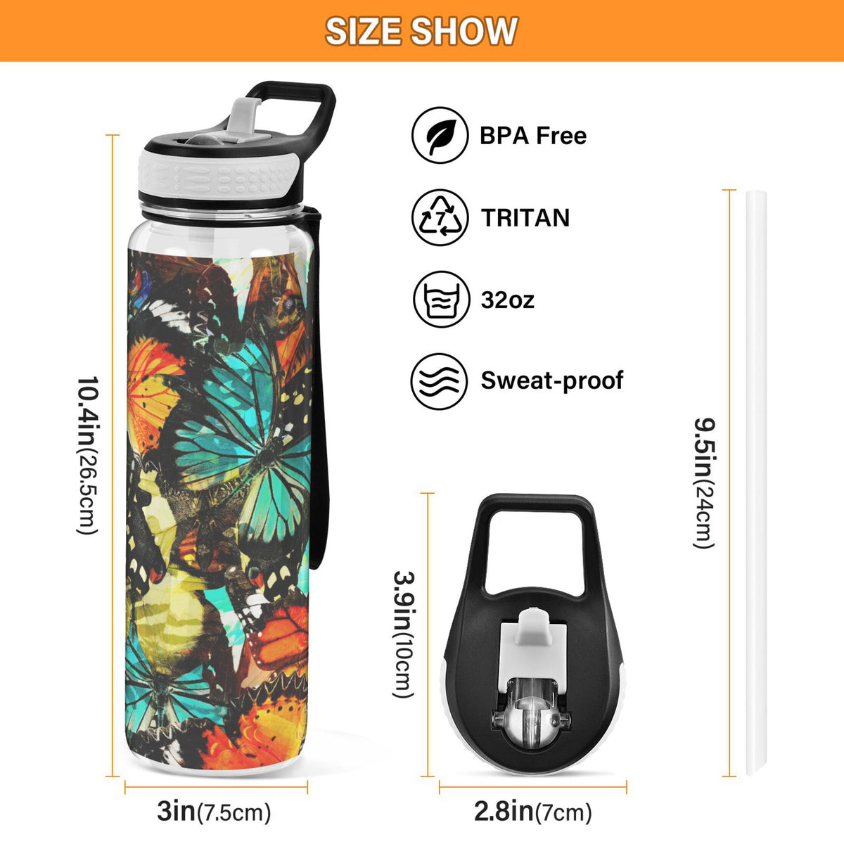 32oz Tritan Leakproof Water Bottle with Straw C490