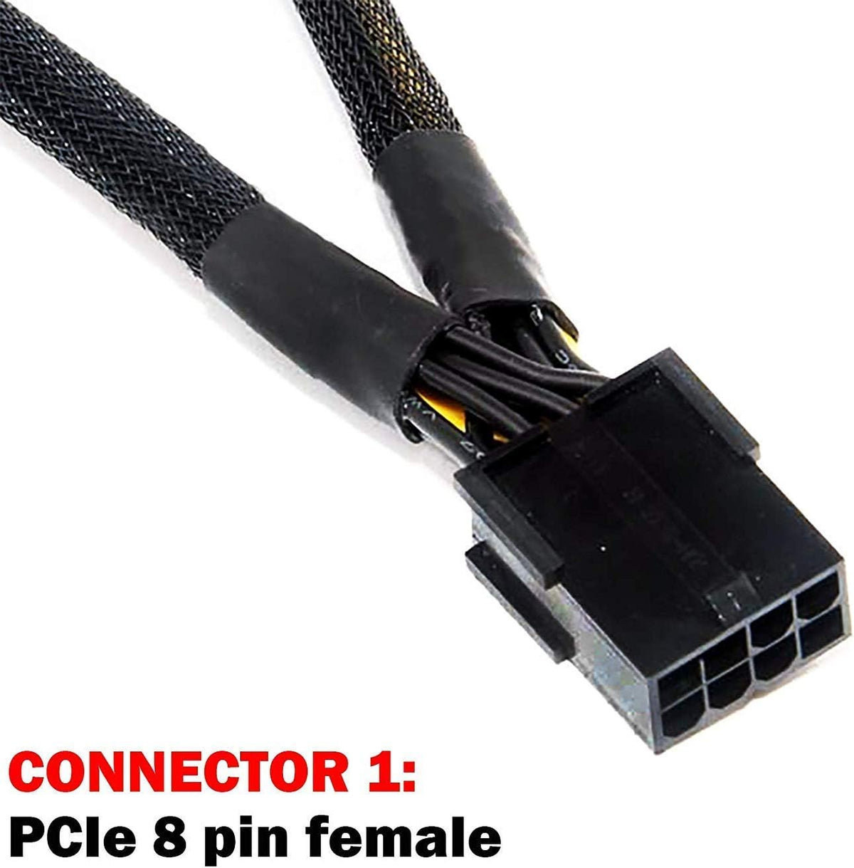 16 AWG PCI-e 8 Pin Female to Dual 8(6+2) Pin Male Sleeved Splitter Power Extension Cable 20 inches (4 Pack) Y3185