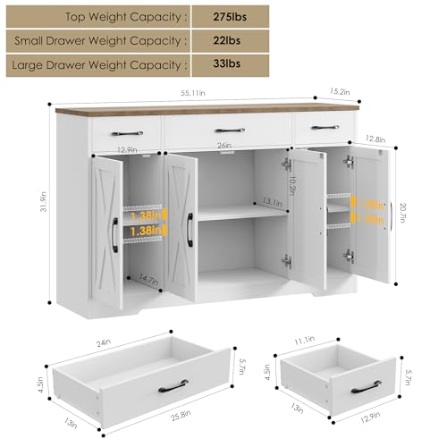 Ash Grey Buffet Sideboard Cabinet with Drawers S419686
