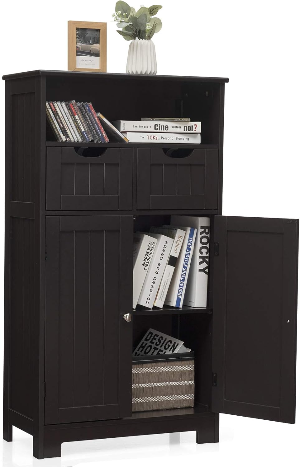 Grey Bathroom Floor Cabinet with Two Doors and Two Adjustable Drawers W952555