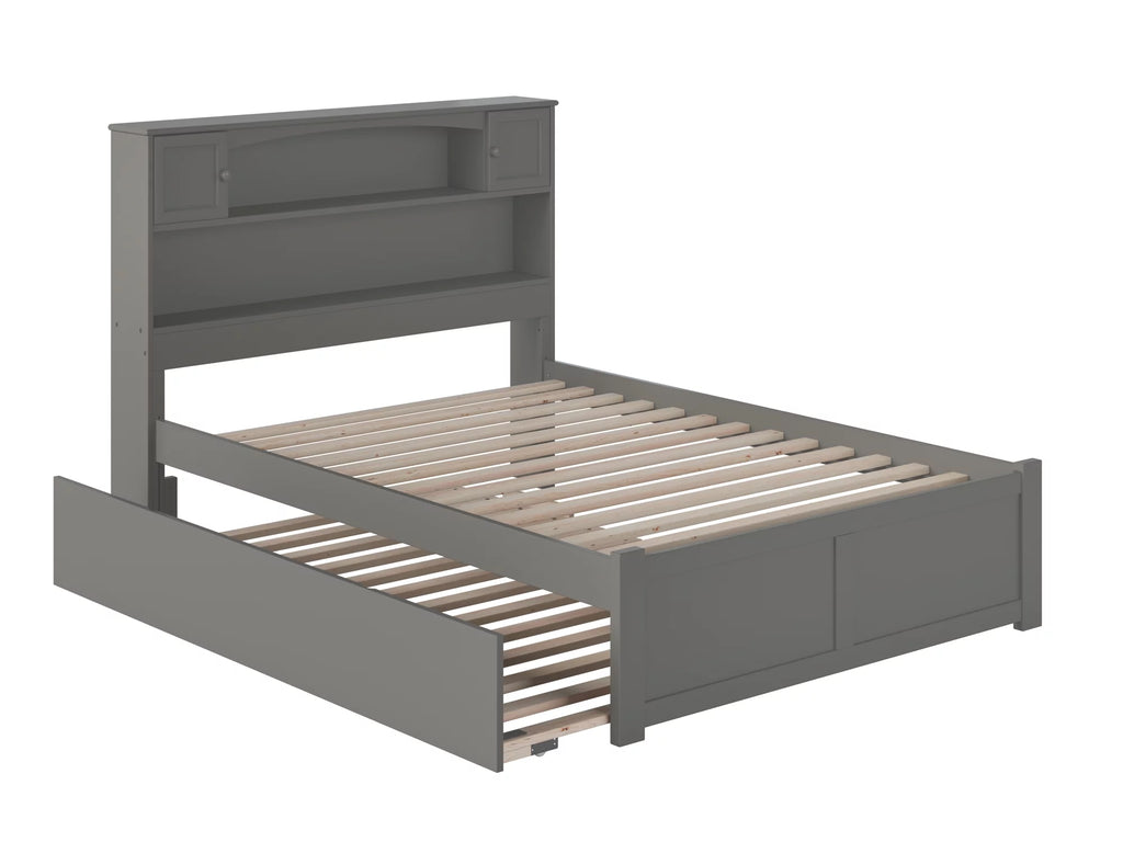 Grey Full Solid Wood Platform Bed with Trundle N67256
