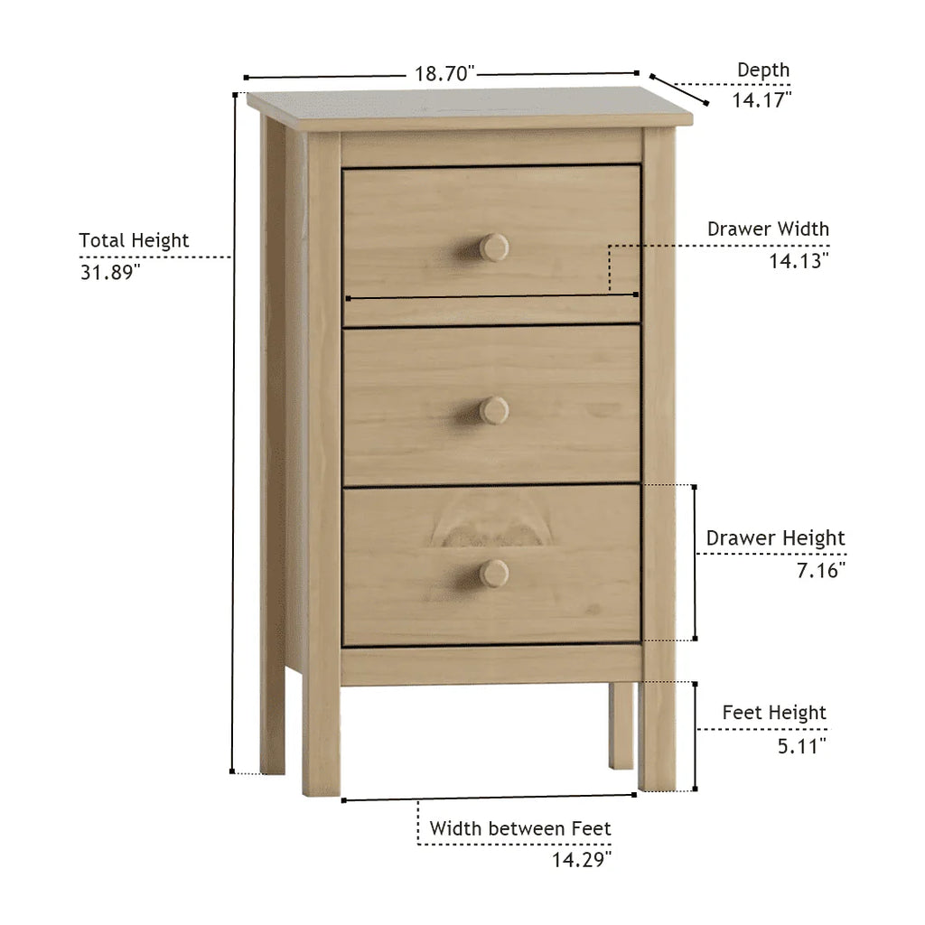 White 3 Drawer Extra Tall Nightstand S288713