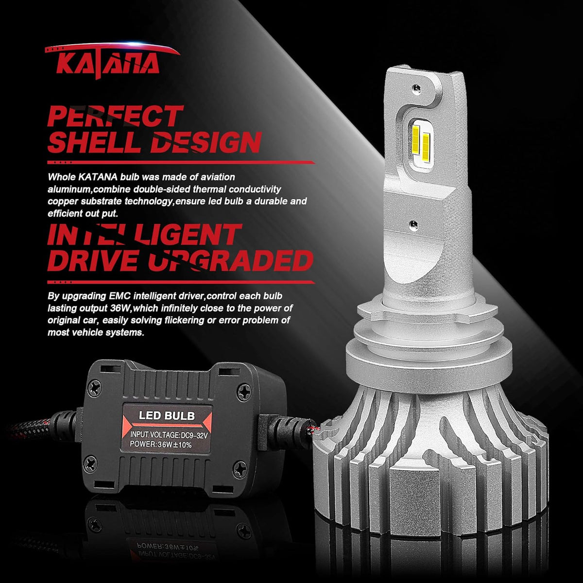 HB4 LED Headlight Bulbs, 12000LM 72W 6500K, Pack of 2 F274