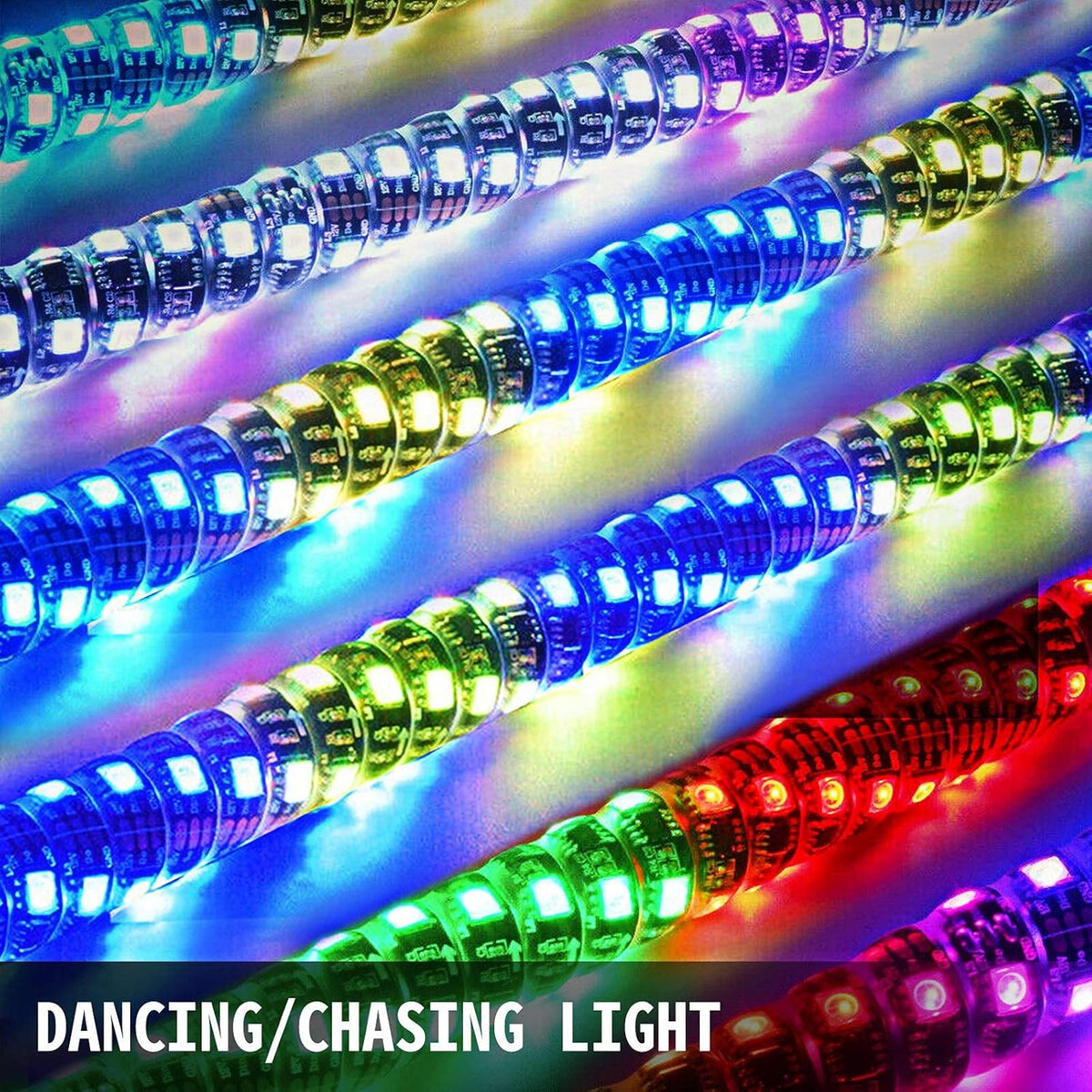 1PC 3FT 360° Spiral LED Whip Lights RGB Color Weatherproof RF Wireless Remote Pack of 2 W88319