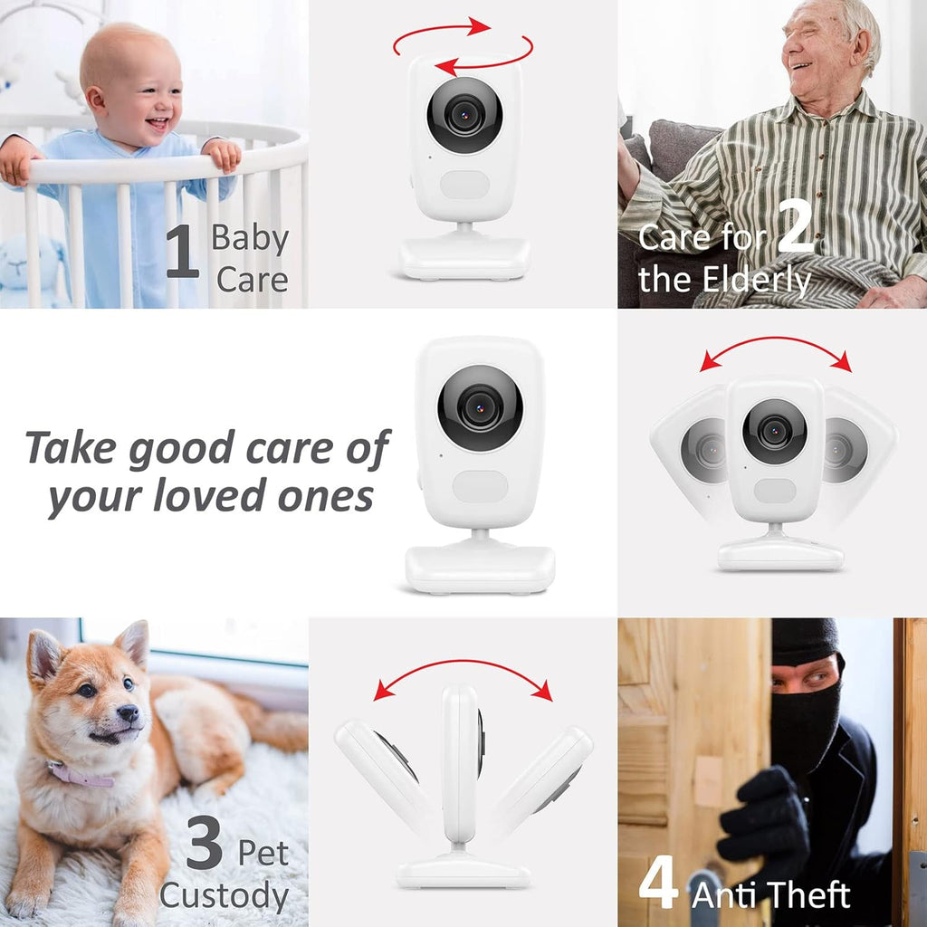 Baby Monitor w/ 2 Cam, 1000ft Range, Auto Night Vision Cam H275
