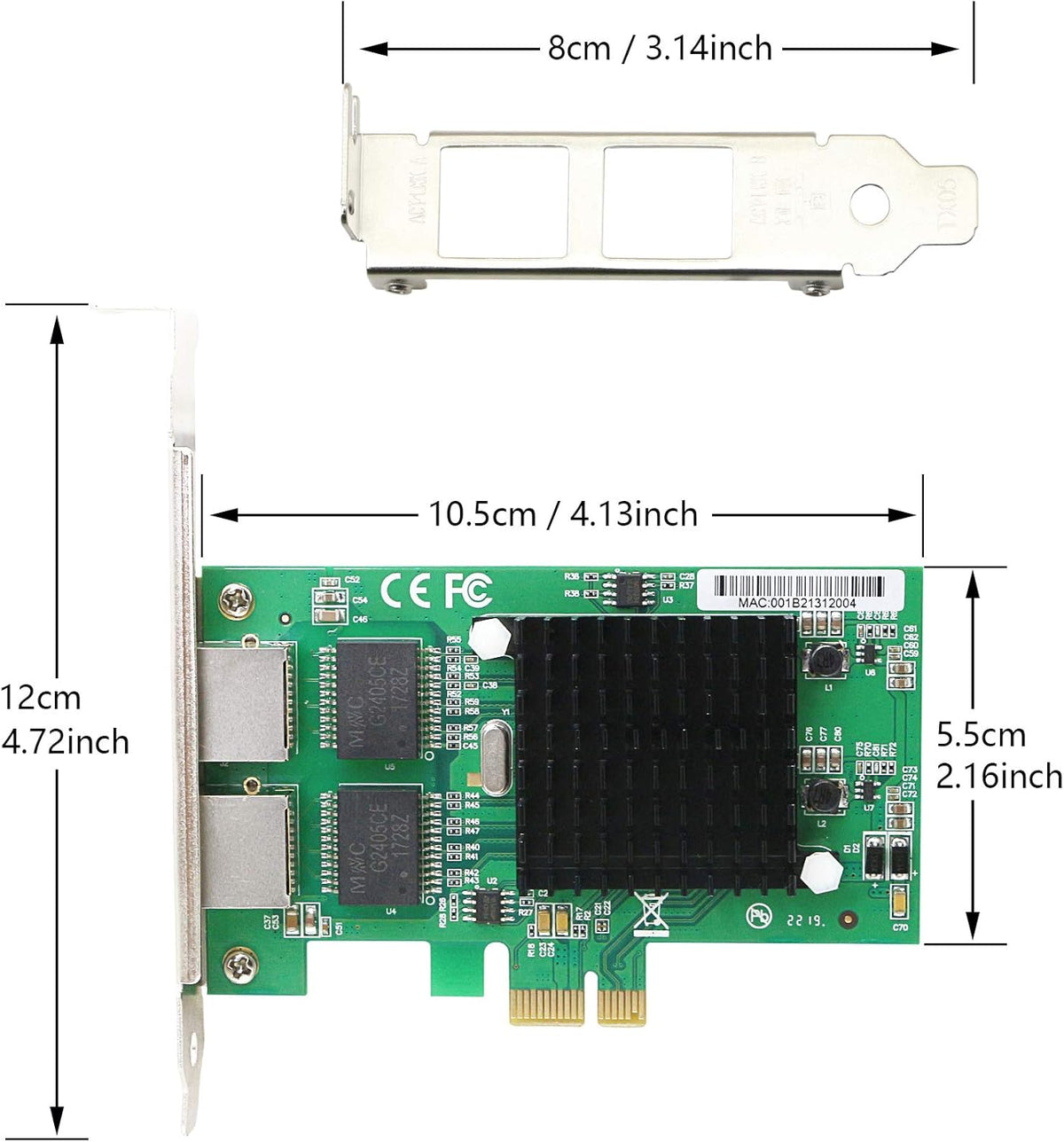 Dual Port Gigabit Ethernet PCI-E Network Card with Low Profile Bracket G278540