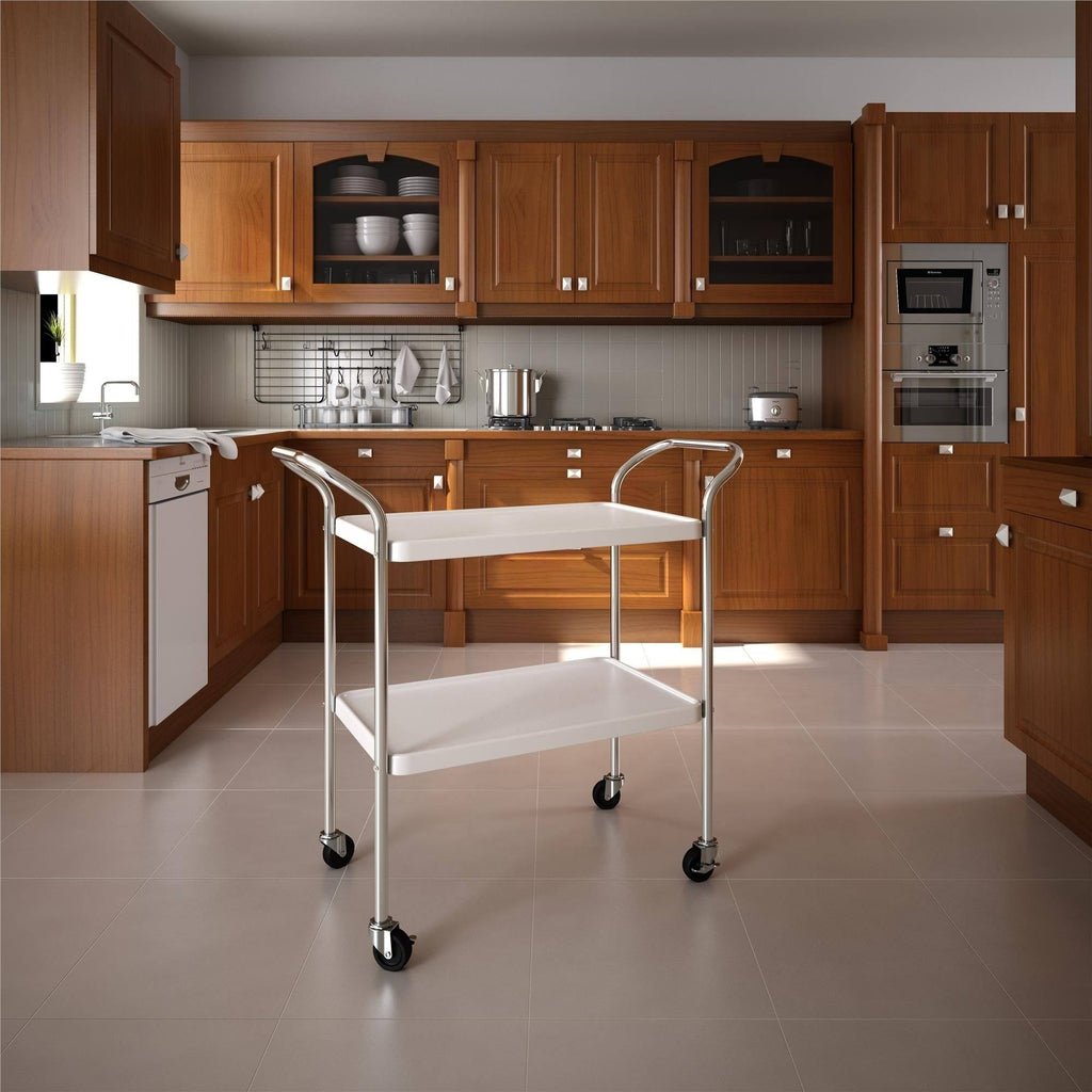 White 2 Tier Serving Cart G484798