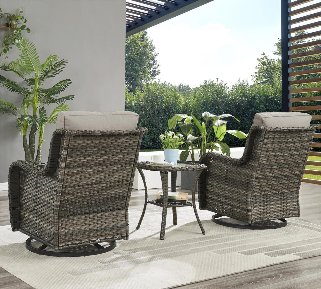 3-Piece Outdoor Swivel Gliders with Side Table P30566