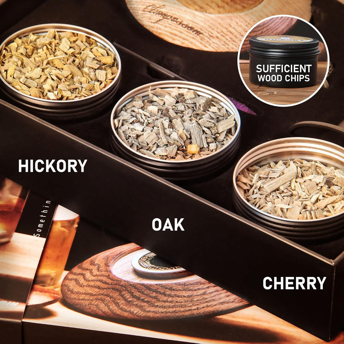 Whiskey Smoker Cocktail Smoker Kit with Torch, Three Kinds of Wood Chips O99321