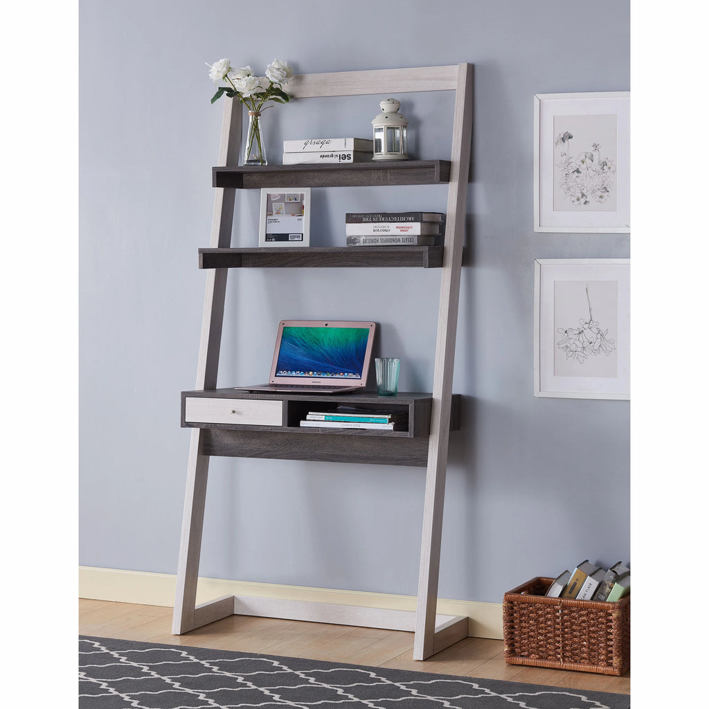 White Oak Wood Multi-Storage Desk P21932