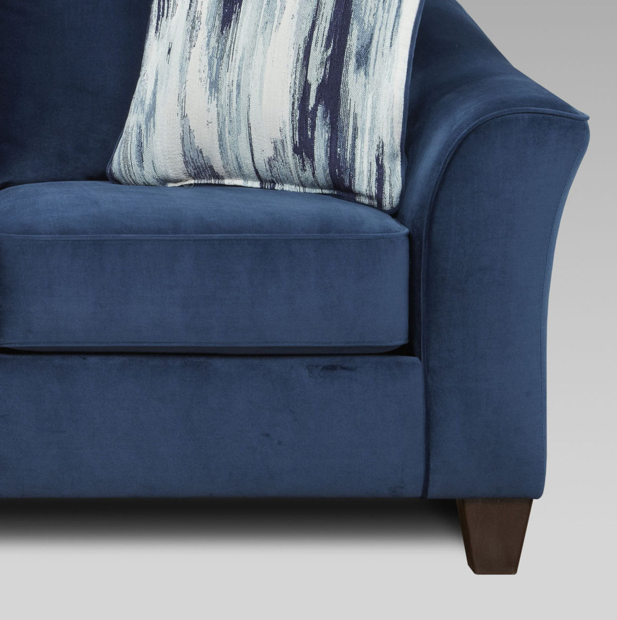 Navy Blue Fabric Pillowback Armchair with Ottoman Set Z5723
