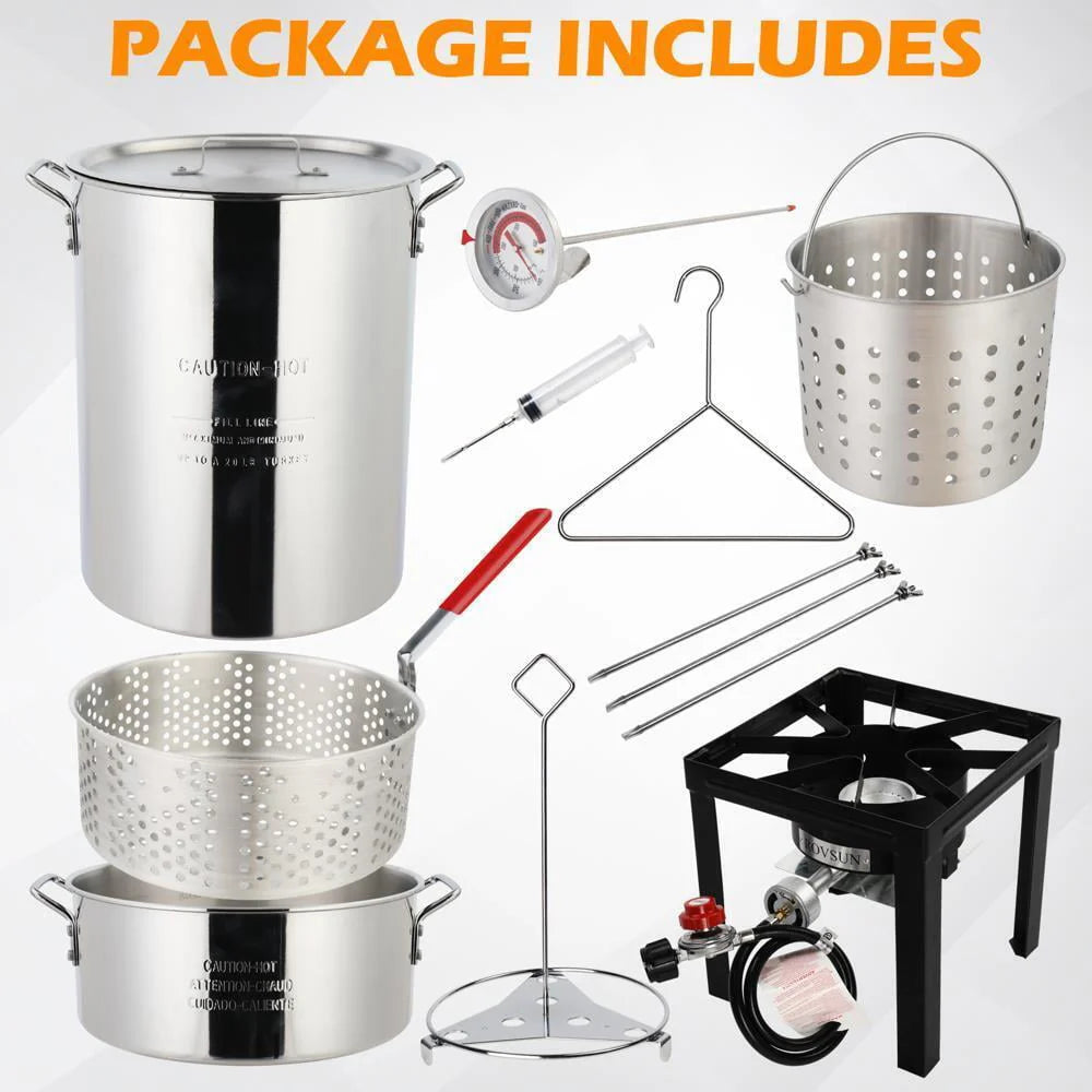 30QT Aluminum Turkey Deep Fryer & 10QT Fish Fryer Kit J409405