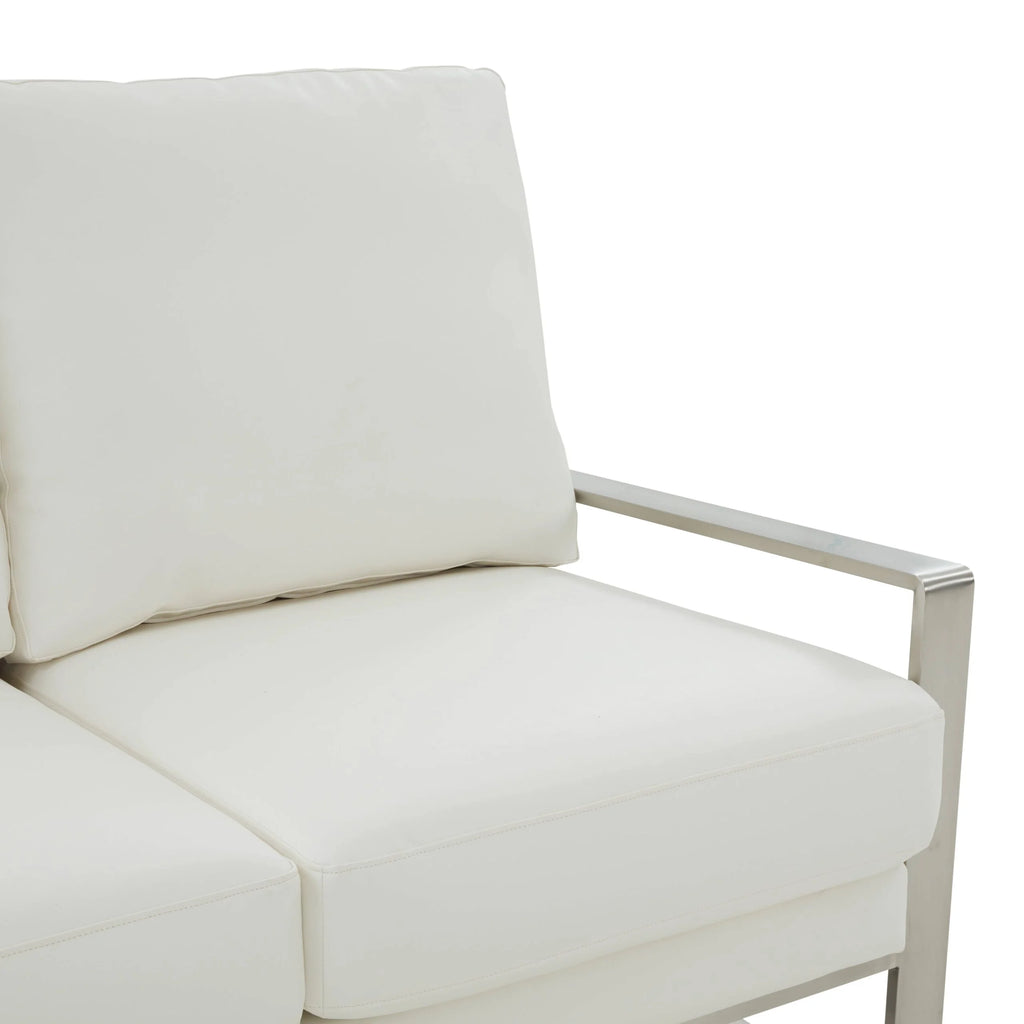 White Leather Loveseat J373