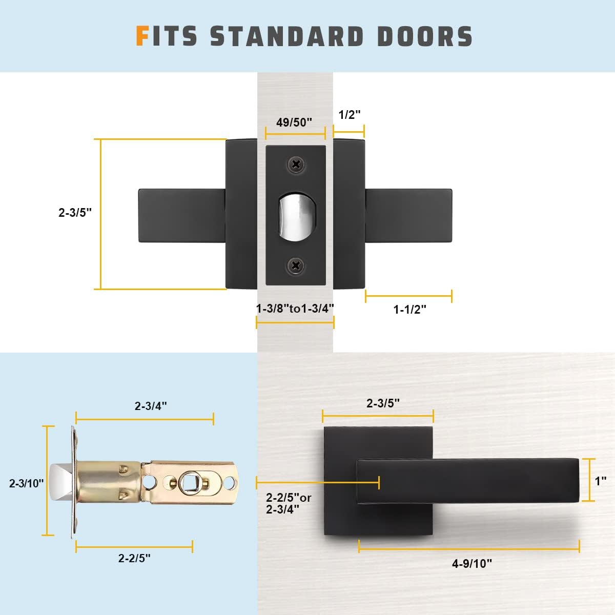 6 Pack Black Matte Door Handles C15576