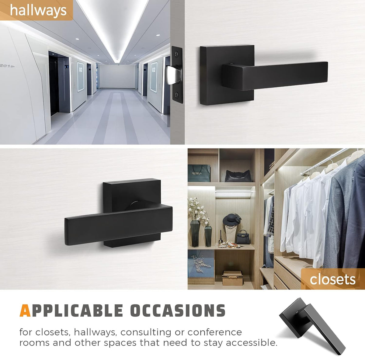 6 Pack Black Matte Door Handles C15576