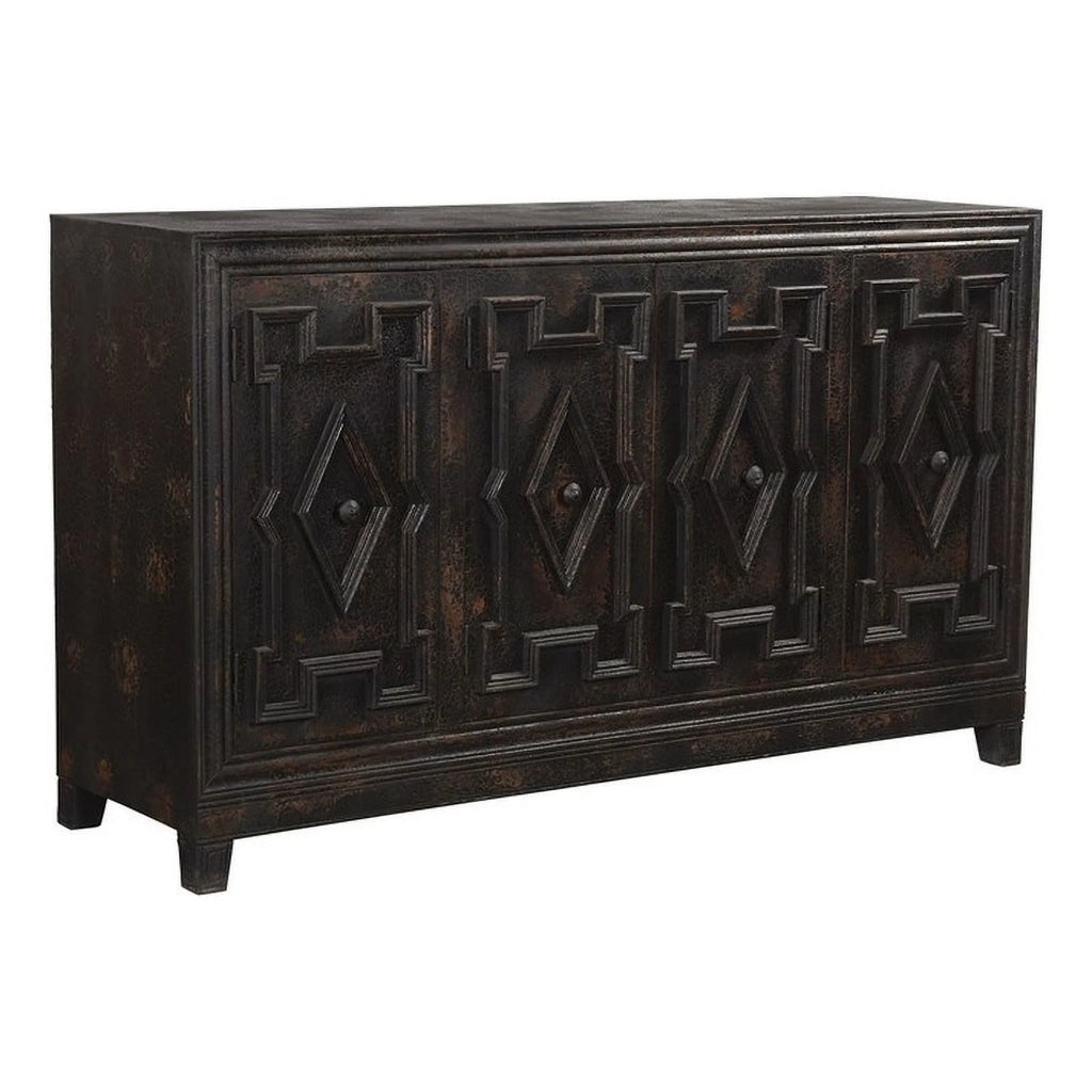 Black 4-door Solid Wood Sideboard G1289