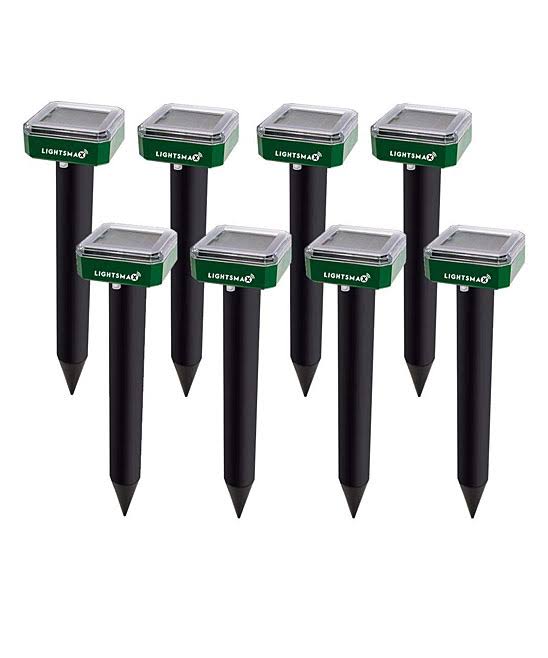 Black u0026 Green Solar Mole-Repellent Stake Set of Eight B928