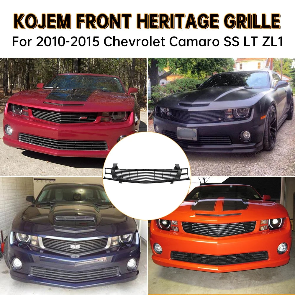 Front Heritage Bumper Upper Grille Grill Mesh for 2010-2015 Chevrolet Camaro SS LT ZL1 Dark Argent C51850