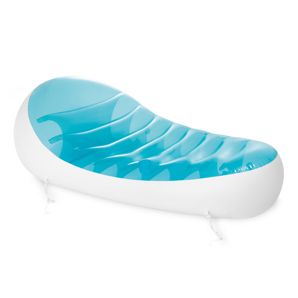 Blue & White Pool Float Lounger with Cupholder E259577