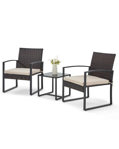 3 Pieces Rattan Patio Furniture Set with Coffee Table R2497