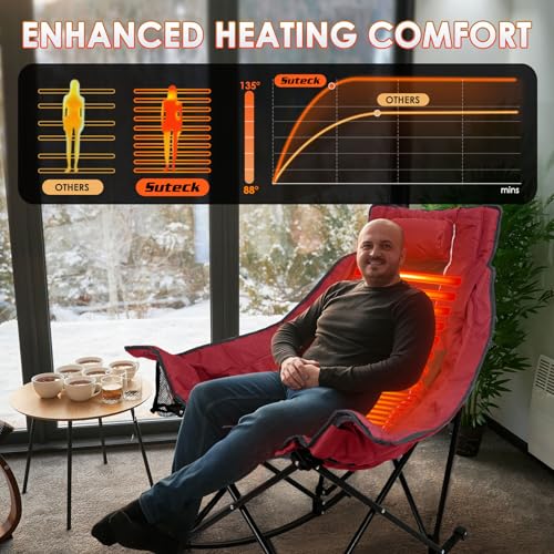 XL Oversized Heated Rocking Camping Chair with 3 Heat Levels M52365