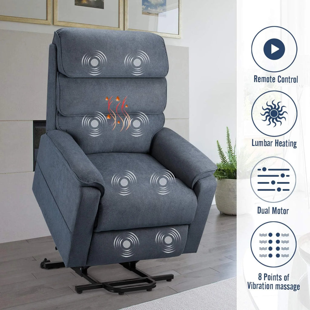 Blue Dual Motor Power Lift Recliner Chair W4408