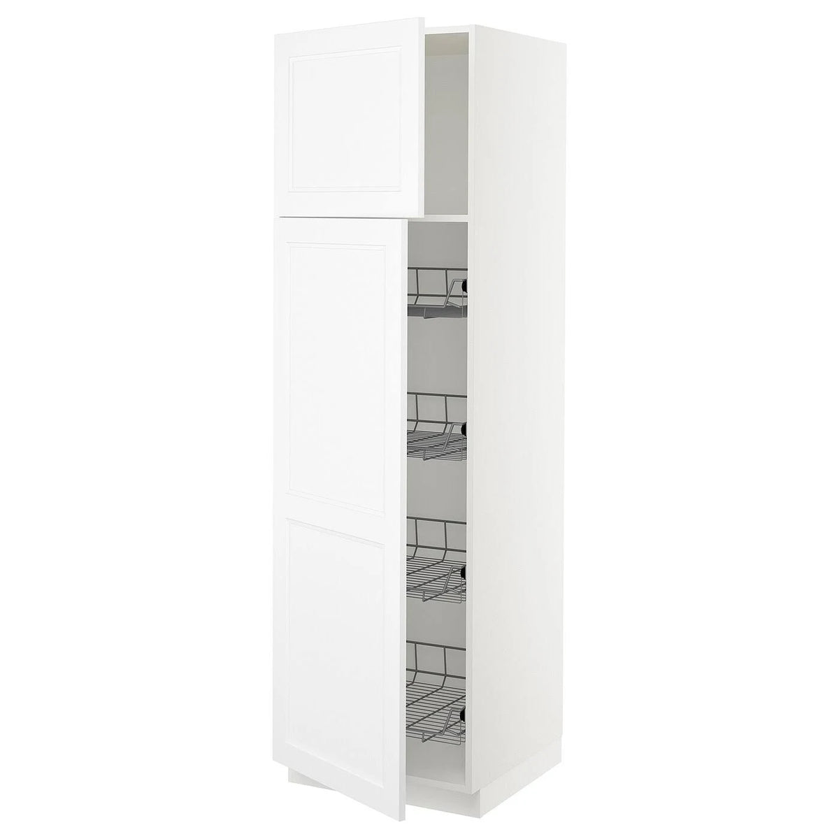 White High Cabinet with Door and Wire Baskets A82978
