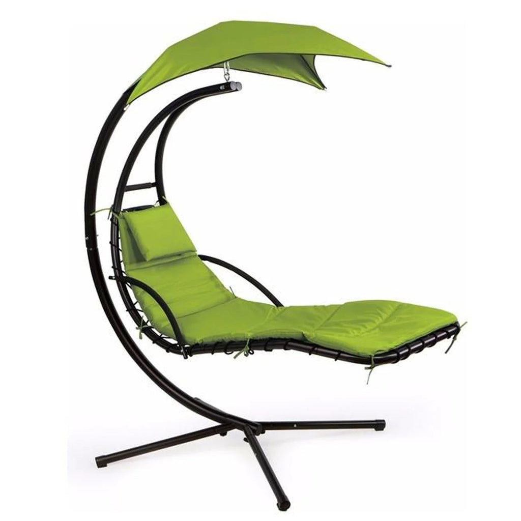 Green Hanging Curved Chaise Lounge Hammock Chair Swing with Cushion M86877