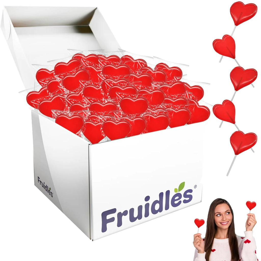 Red Heart Shaped Hard Candy Lollipops 10 Pounds M864