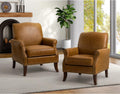 Faux Leather Accent Armchair Set Of 2 with Solid Wood Legs F38918