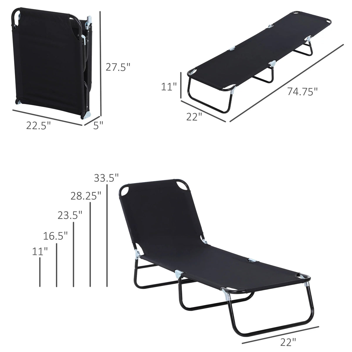 Adjustable Backrest Chaise Chair Lounger T944111