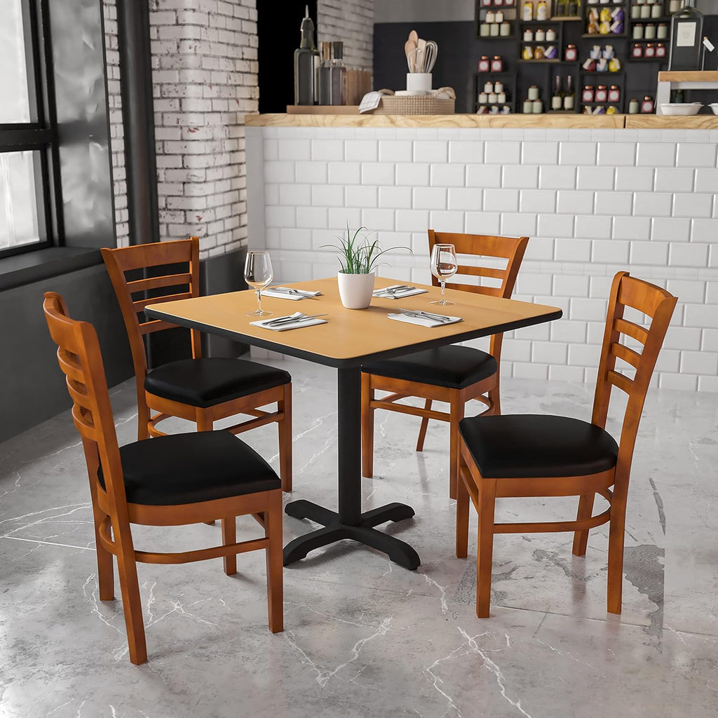 Black Vinyl Seat Ladder Back Chair Z3375