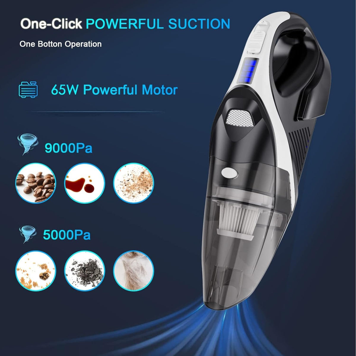 Cordless Handheld Vacuum with LED Light, Filter, Attachments, Pack of 2 I320622