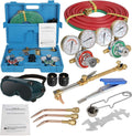 Oxygen & Acetylene Gas Cutting Torch and Welding Kit with Two Hose, Regulator Gauges, Storage Case R139