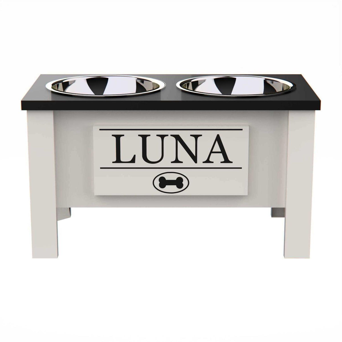 Personalized Elevated Dog Bowl Stand with Internal Storage C8796