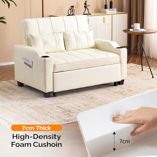 Light Green Faux Leather Convertible Futon Sofa Bed with USB Ports W711193