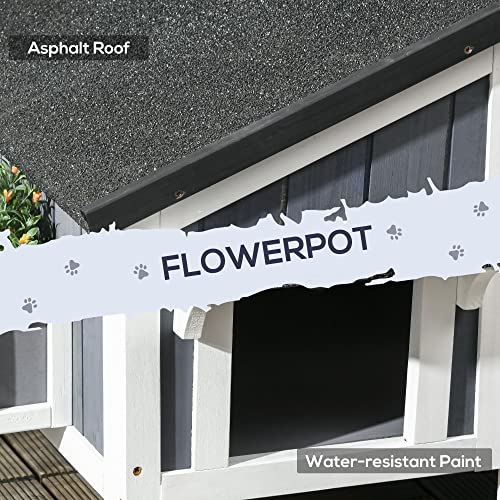 Gray Outdoor Cat House with Weather-Resistant Roof Z116368