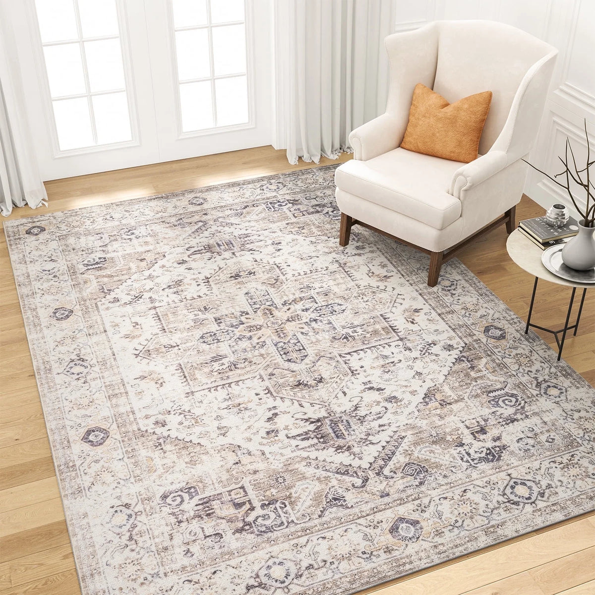 9'x12' Washable Vintage Medallion Area Rug B785