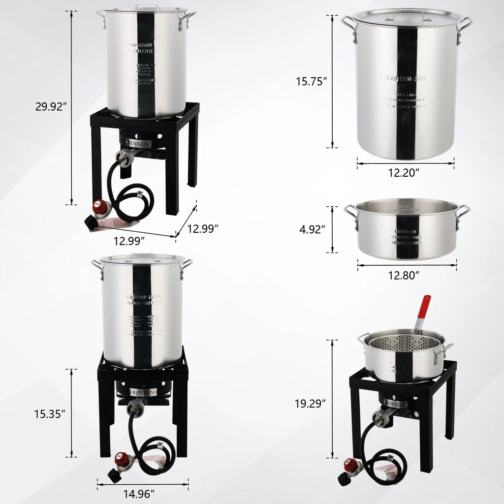 30QT Aluminum Turkey Deep Fryer & 10QT Fish Fryer Kit J409405