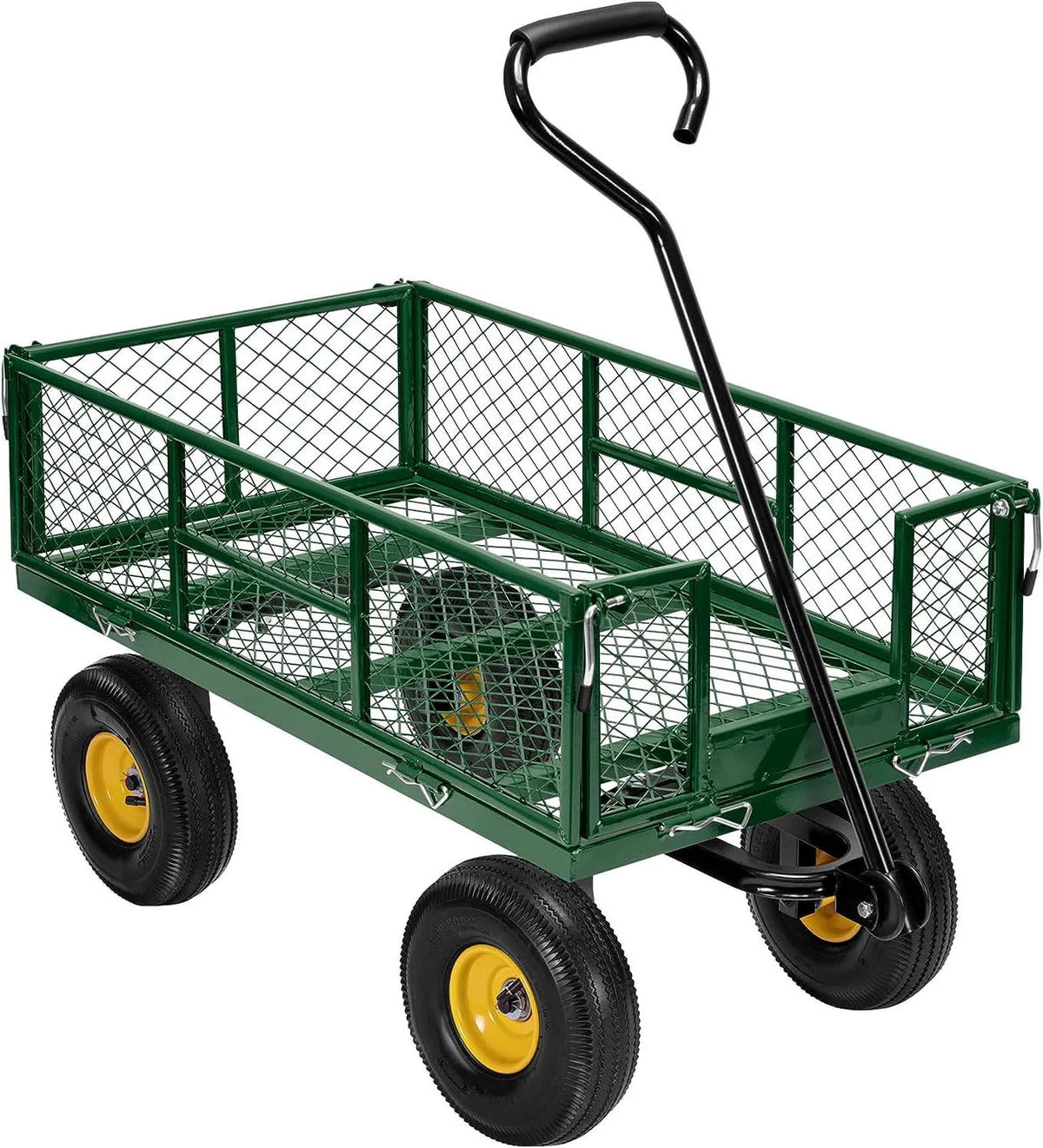 Mesh Steel Garden Cart 880 lbs Folding Utility Wagon with 10 Inch Wheels, Red B509521