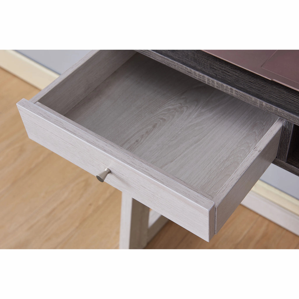 White Oak Wood Multi-Storage Desk P21932