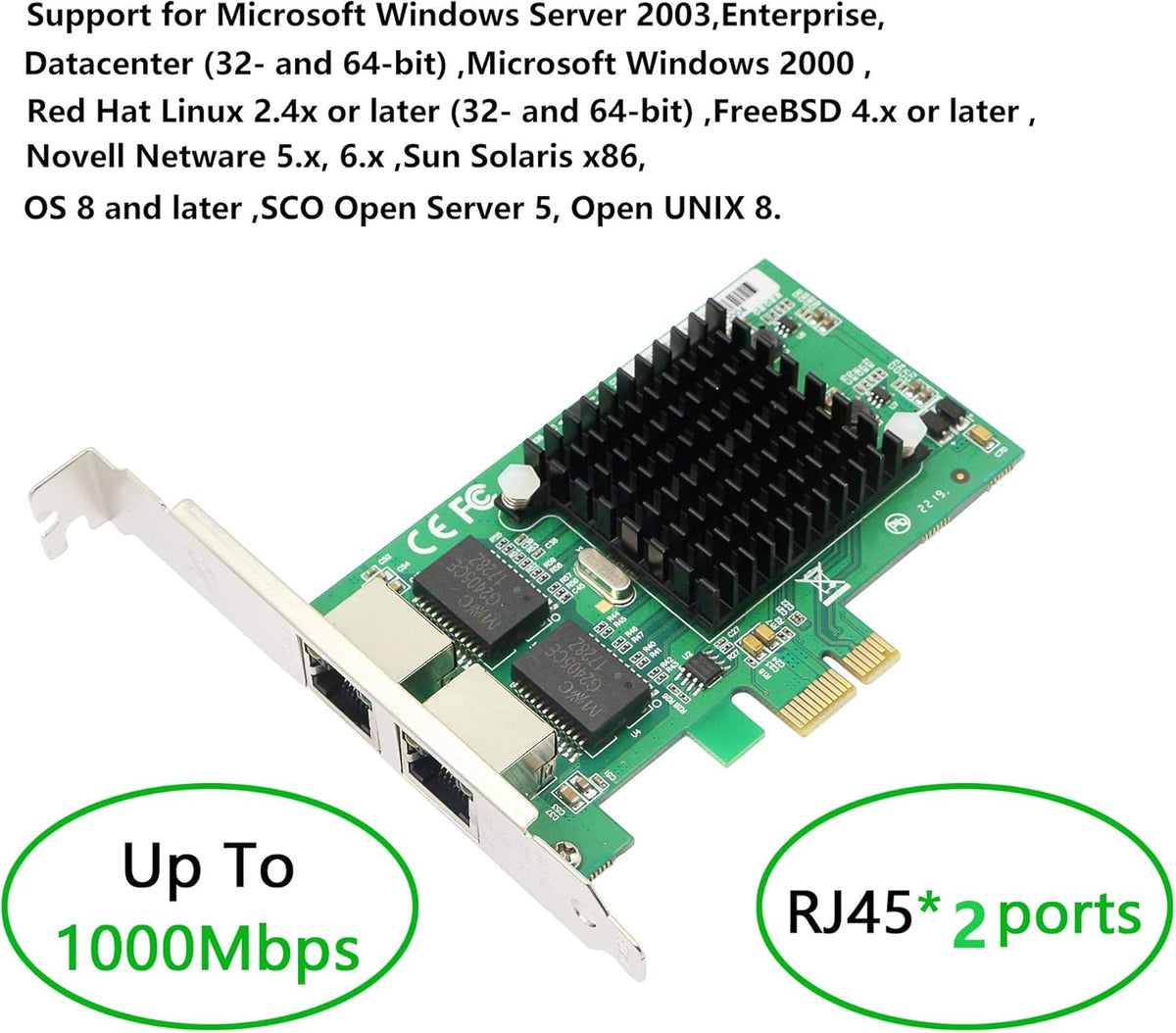 Dual Port Gigabit Ethernet PCI-E Network Card with Low Profile Bracket G278540