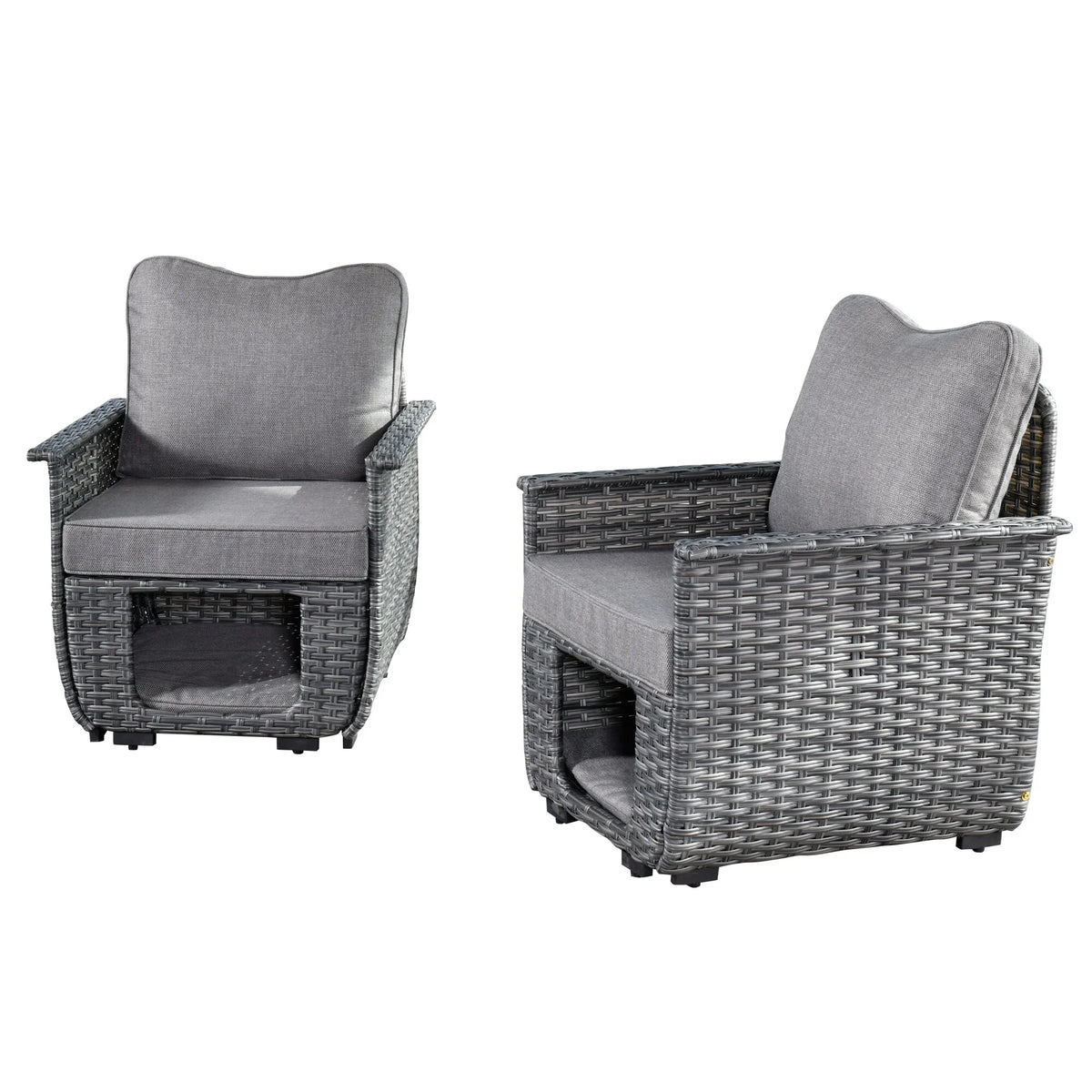 2-piece Dark Grey Wicker Patio Chair Set W884639