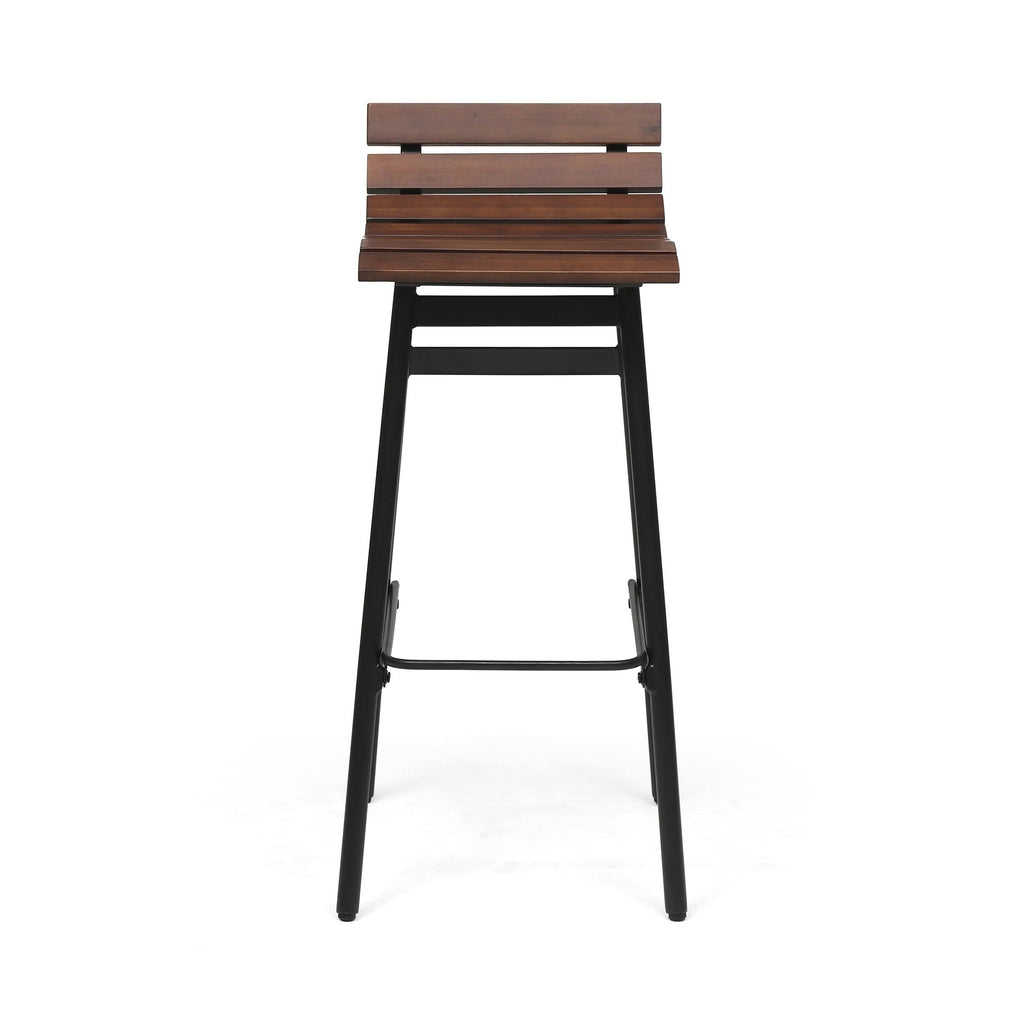 Set of 2 Wooden Barstool Dark Brown F97846
