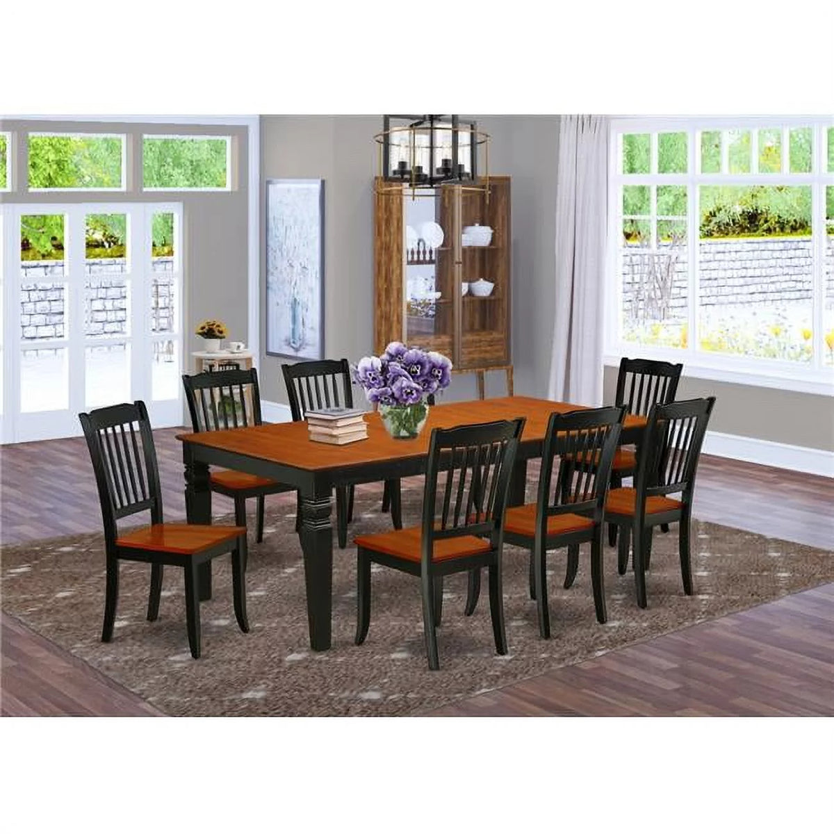 9 Piece Wood Dining Table Set N26532
