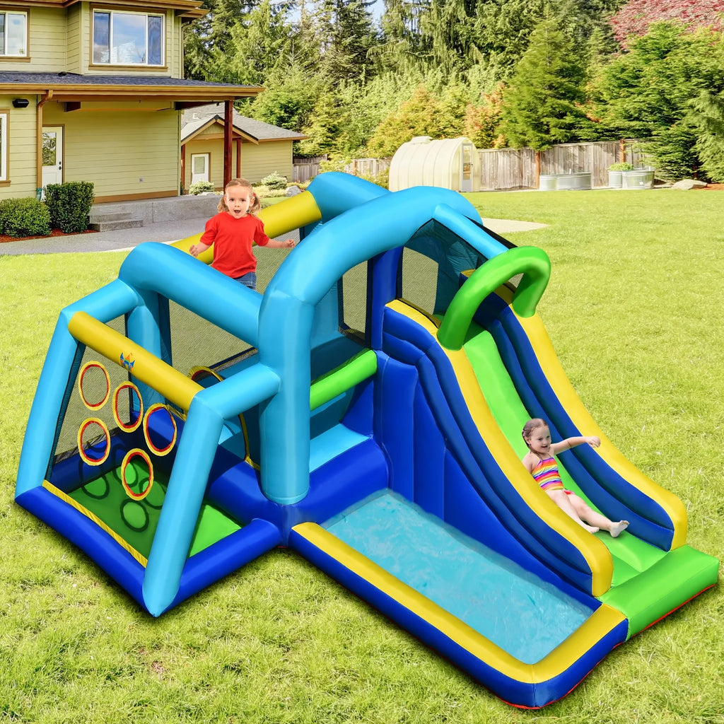 Inflatable Bouncer Climbing Bounce House Kids Slide Park Ball Pit with 550W Blower O48101