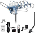 Outdoor TV Antenna with Mount Pole 4K/1080p Reception, 40feet RG6 Coaxial Cable, 360 Degree Rotation Wireless Remote, 2 TVs Function Z3102