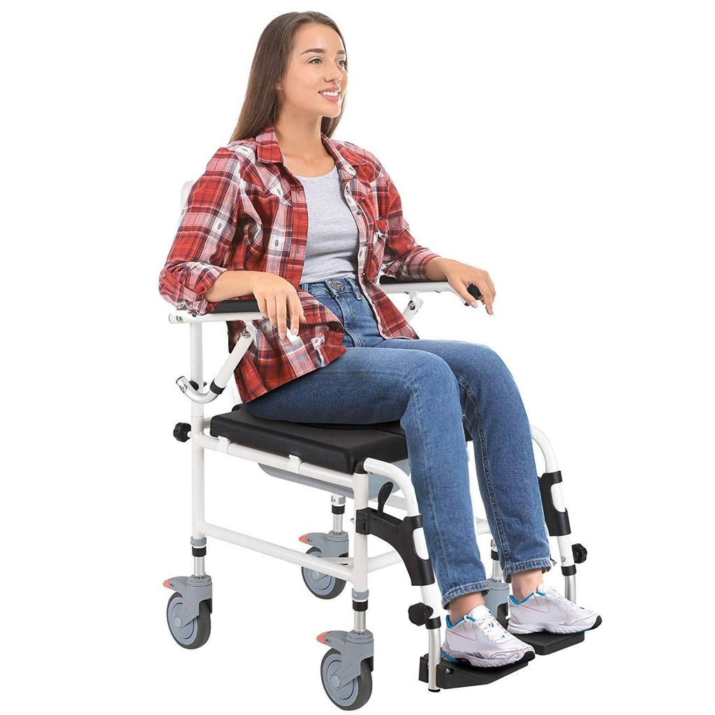 Black Commode Wheelchair with 4 Castor Wheels S306